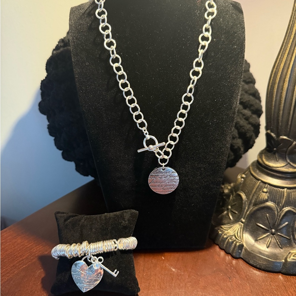 Remembrance Silver Necklace and Bracelet Set